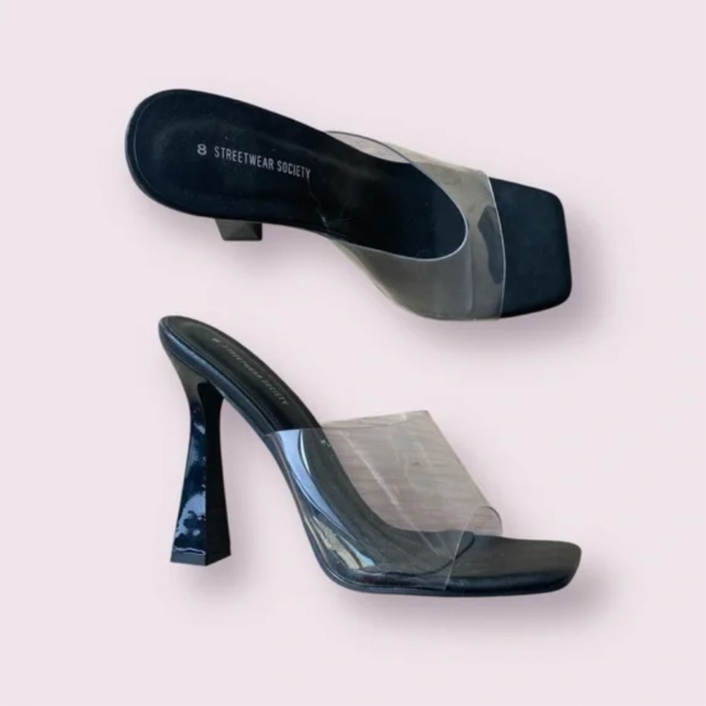 Urban Planet Black and Clear Heels
